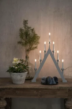 Jotex Jouluvalot^Sähkökynttelikkö Puuta, 7 Lamppua 65 Cm