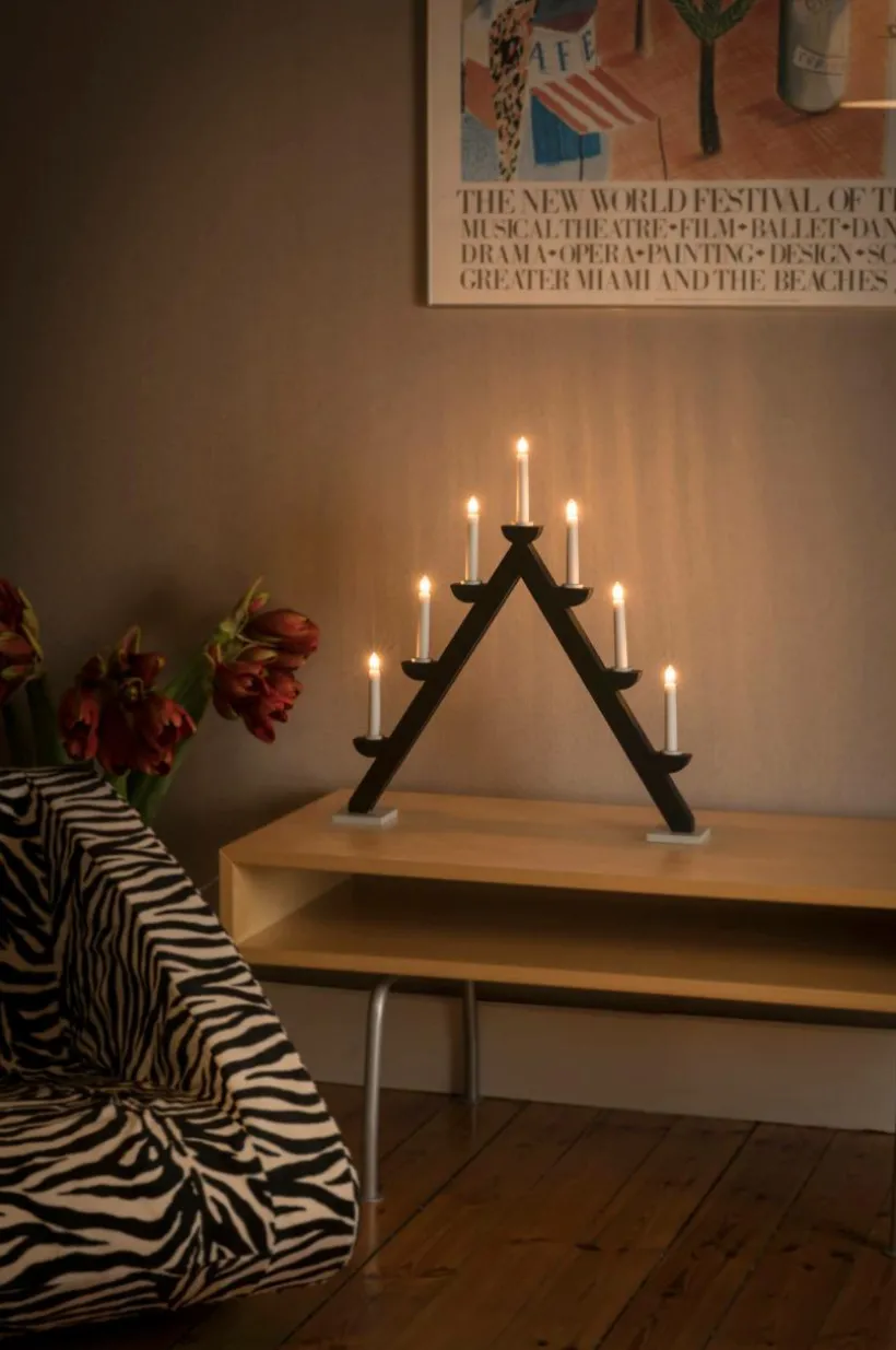 Jotex Jouluvalot^Sähkökynttelikkö Puuta, 7 Lamppua 56 Cm